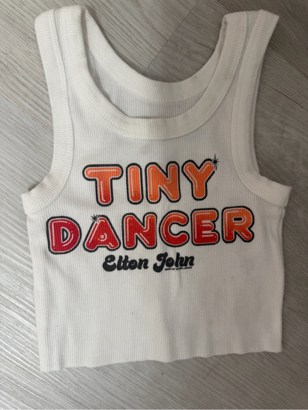 Rowdy Sprout White Tank Top with Orange & Red 'Tiny Dancer' Graphic